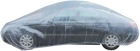 ESUPPORT Elastic Band Clear Plastic Disposable Universal Car Covers Rain Dust Garage Cover Waterproof Temporary 12ft X 22ft...