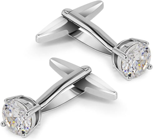 Mr.Van Swarovski White Crystal Cufflinks Glimmering Diamond Color Cuff Links Set for Wedding Party...