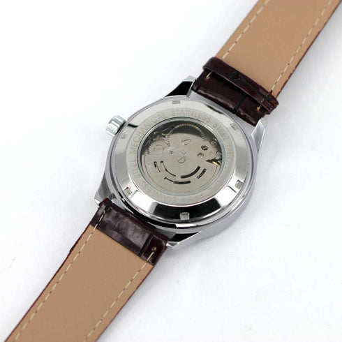 VIGOROSO Mens Watches Automatic Mechanical Black Dial Leather Strap Wrist Watch...