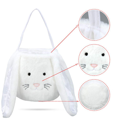 XinblueCo Plush Easter Bunny Basket Easter Buckets with Long Plush Ear Personalized Egg Hunting Easter Bags,BunnyEaster Tote Bags for Easter Decor...