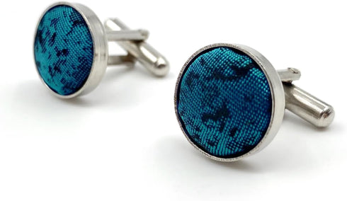 S&W SHLAX&WING Dark Teal Black Blue Patterned Matching Cufflinks...