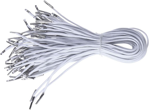 SEWACC 50pcs Elastic Barbed Cord Loop Stretch Round Strings with Dual Metal Barbs Barbed Fasteners for Mask Making Binding (White)...