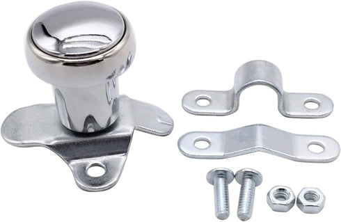 1 PC SHLPDFM Chrome Steering Wheel Spinner Suicide Knob Polished Aluminum Steering Wheel Spinner 70108 Universal Fits for All Vehicles Like Cars T...