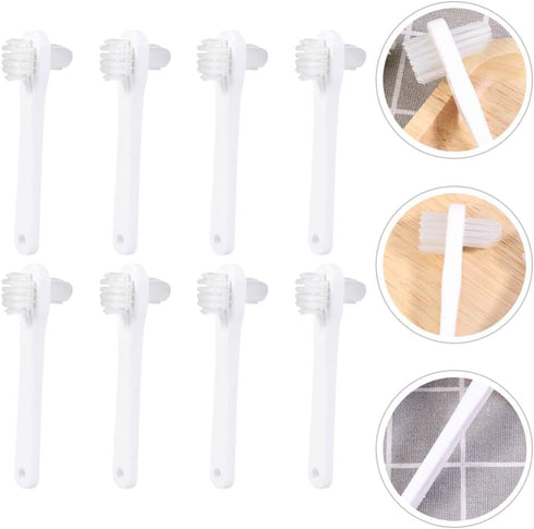 Healvian 8pcs Denture Cleaning Brush Denture Cleaner Set T-Shaped Denture Special Toothbrush Tool Bagged Denture with Hard Heads for Denture Care ...