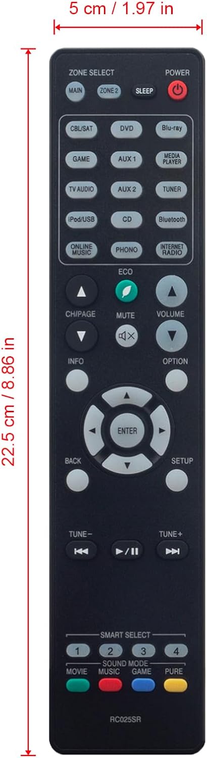 RC025SR Replacement Remote Fit for Marantz AV Surround Receiver SR6010 SR6009 SR6010 SR6011 and Sub RC024SR NR1605 NR1606 NR1607 SR5009 SR5010 SR5...
