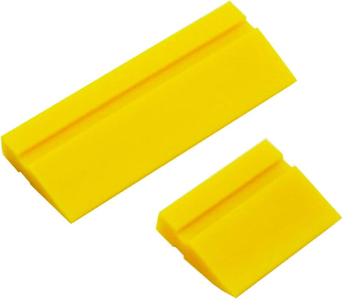 ECOmorning 2-Piece DIY Mini Squeegee Set - Soft Silicone Window Tint Squeegee for Glass, Mirror, Shower - Yellow (4.7in x 1.9in, 2.4in x 1.9in)...