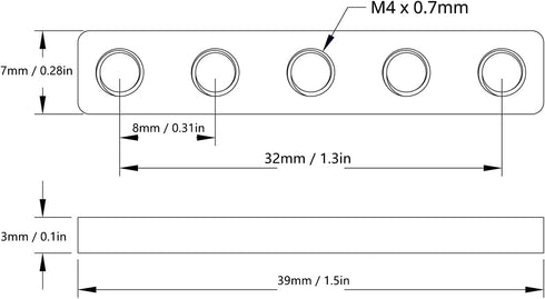 Threaded Plate, Mending Plates 2Pcs in 1 Bag 5 Holes High Accuracy Rustproof M4 Thread for Robotics Field...