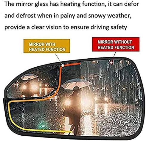 Left Driver Side Heated Mirror Glass Replacement For 2013-2020 Ford Fusion - For Ford Fusion Driver Mirror Glass With Rear Holder, Replace DS7Z17K...