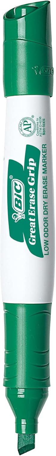 BIC Intensity Low Odor Dry Erase Marker, 12 Pack, Chisel Tip, Tank, Green, Erases Cleanly, Non-Toxic Markers...