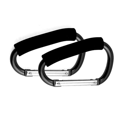 Stroller Hooks by Baby,Large Stroller Hooks for Mommy, 2 pcs Carabiner Stroller Hook Organizer for Hanging Purses, Diaper Bag, Shopping Bags. (Bla...