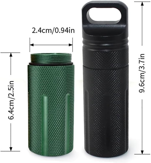 SENHAI Air-Tight EDC Accessory Case Waterproof Pill Capsule Fob Bottle, 2 Pack Aluminum Outdoor Dry Containers Match Seal Storage Case, with 2 Loc...