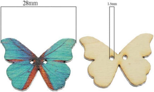 AKOAK 50 Pcs Butterfly Wood Button Retro Ancient Ways Manual Special Butterfly Button Dazzle Color Adornment Button Dress Acts The Role of Article...
