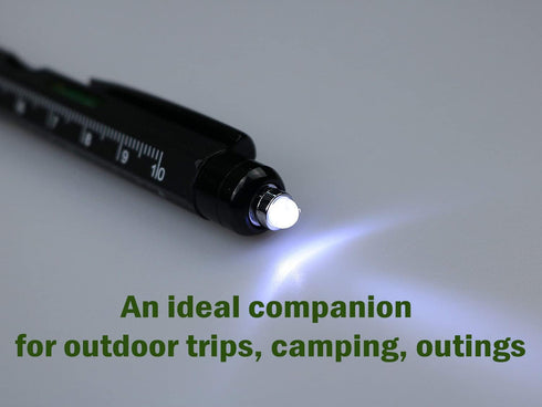 Uzi Tactical Utility Pen Features Screwdriver, Stylus, Ruler, Phone Holder, A Level, LED Light, Refillable Ballpoint Writing Tactical Pen, Black, ...