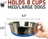 Leashboss Non-Slip Stainless Steel Dog Bowl with Rubber Base, Large 8 Cup / 64 Oz Size, Modern Brushed Interior & Exterior, Non-Skid Dish for Medi...