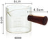 1 Pack Double Spouts Measuring Triple Pitcher Milk Cup with Wood Handle 75ML Espresso Shot Glasses Parts Clear Glass By BCnmviku...