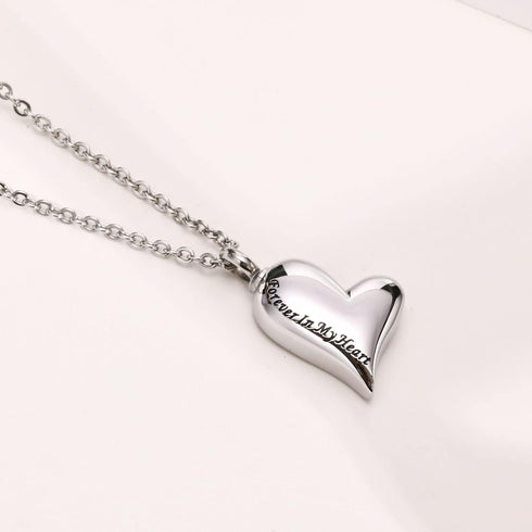 VNOX Heart Urn Necklace for Ashes - Memorial Cremation Jewelry for Ashes,Forever in My Heart Urn Locket for Ashes Stainless Steel Urns Pendant Kee...