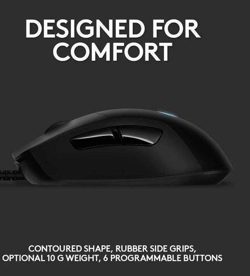 Logitech G403 Hero 25K Gaming Mouse, Lightsync RGB, Lightweight 87G+10G optional, Braided Cable, 25, 600 DPI, Rubber Side Grips, Black...