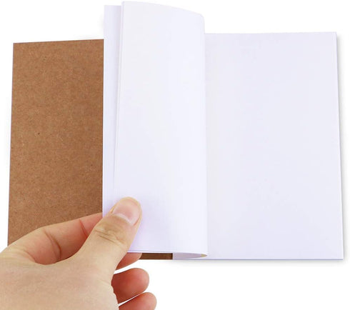 24 Pack Unlined Blank Books,Mini Pocket Kraft Brown Soft Cover Unruled Plain Travel Journal Notebooks for Travelers Students Office Class Writing ...