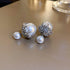 Silver Post Double Sided Pearl Rhinestone Ear Stud Earrings Crystal Twisted Stud Earrings Double Sided Ball Earrings for Women Fashion Jewelry Gif...
