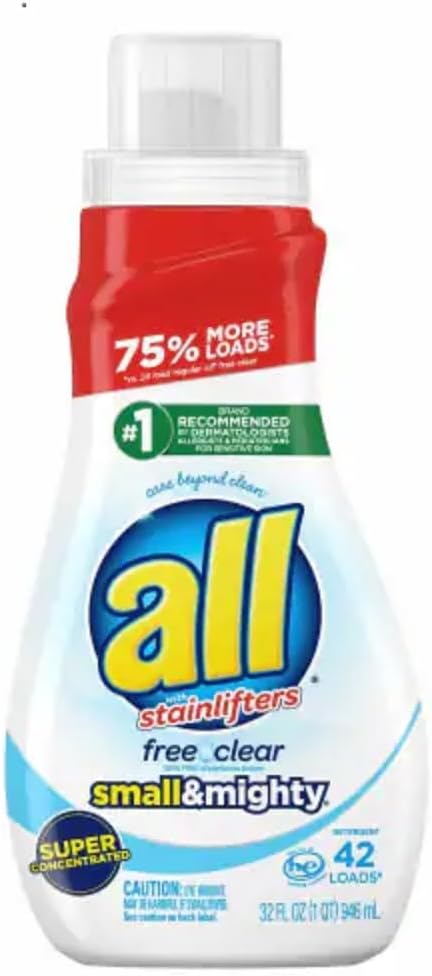 All Small and Mighty Free and Clear Laundry Detergent, 32 Ounce...