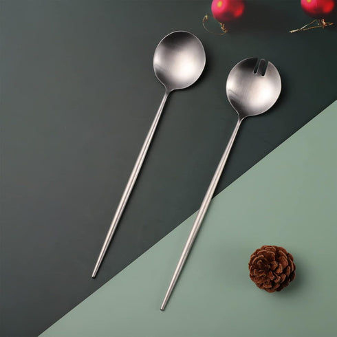 Salad Servers,Spoon and Fork Set 11.41 inch,18/10 Stainless Steel Salad Serving Titanium Plating (Black)...