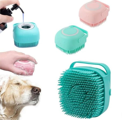 MB&RB STORE Pack of 2 Soft Silicone Pet Bath Brushes, Pet Grooming Shampoo, Massage Dispenser for Short and Long Haired Dogs and Cats...