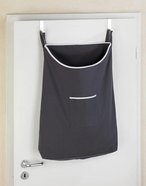 WENKO Laundry Hamper Bag Hanging, Over The Door Basket with Hooks, for Bathroom, Closet, Space Saving Storage, Wall mounted 3.94 x 20.47 x 31.89 i...