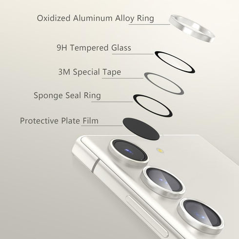 AGVEE 3 * 2 Set 6Pcs for Samsung Galaxy S23 / S23 Plus Camera Lens Protector, 9H Tempered Anti-Scratch Glass with Aluminum CD Pattern Lens Ring Co...