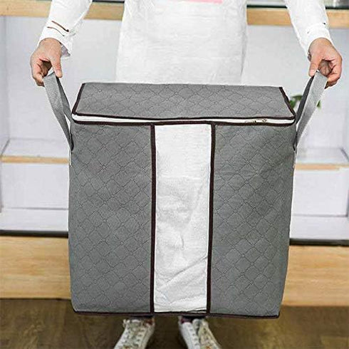 2 Pack Foldable Erect Storage Bags Under Bed Closet Organizer 18 x 11 x 19 inch (L x W x H) - for Quilt Blanket Pillow Clothes Bedding - Clear Win...