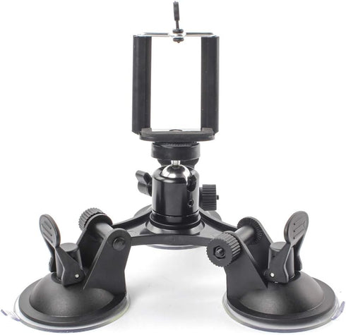 Camera Mount for Car - Camera Suction Mount - Car Mount Triple Suction Cup Mount with 1/4 Threaded Head 360 Degree Tripod Ball Head...