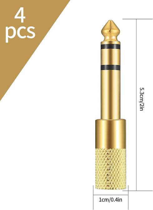 4 Pcs 6.35mm (1/4 inch) Male to 3.5mm (1/8 inch) Female Stereo Headphone Adapters, 3.5mm/1/8'' Female to 6.35mm/1/4'' Male Stereo Audio Adapter Ja...
