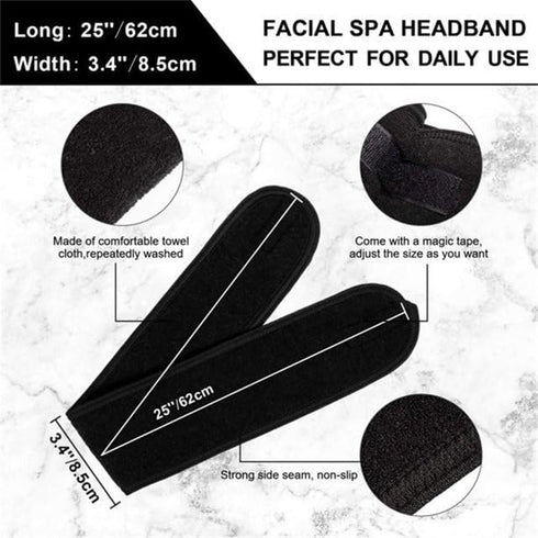 3Pcs Pink Spa Headband, Make up Hairband, Stretch Terry Cloth Headbands and Face Wash Wristband Set, Makeup Headbands Wrist Towels for Washing Fac...
