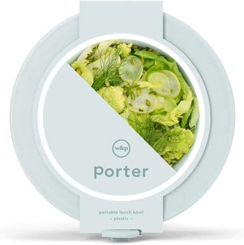 W&P Porter Plastic Bowl Lunch Container w/ Protective Non-slip Exterior, Mint 1 Liter | Lid & Snap-tight Silicone Strap | Food Storage, Bento Box,...