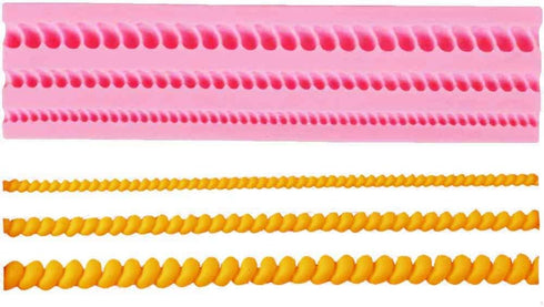 3-Pack Silicone Cake Border Mold Pearl Fonfant Mould Chain Rope Bead Lace Border Mold for Sugar Craft Cupcake Toppers Wedding Party Cake Decor...