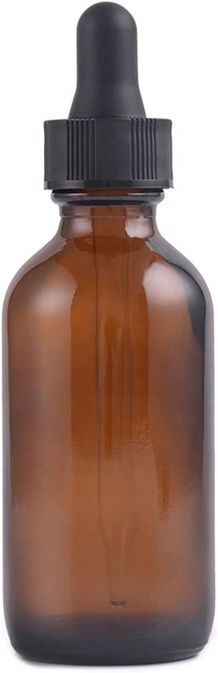VIGOR PATH 2-Pack Amber Glass Dropper Bottles - Complete with Tapered Glass Droppers for Essential Oil or Any Liquids (2oz/60ml)...