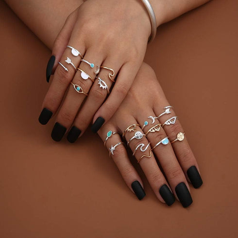 FUTIMELY Boho Retro Stackable Rings Sets for Teens Girls Women Rhinestone Knuckle Joint Finger Kunckle Nail Ring Sets (A?19PC)...