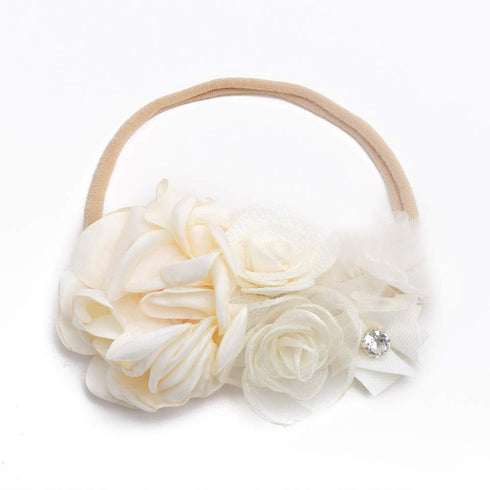Baby Girl Floral Headband Nylon Flower Crown Elastic Hairband 3pcs Hair Accessories Gift for Girls, 2#, stretchy size...