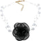 Camellia Rose Flower Choker Necklace Vintage Artificial Pearl Necklace for Women, Elegance Neck Accessories Wedding Party Necklaces Summer Necklac...