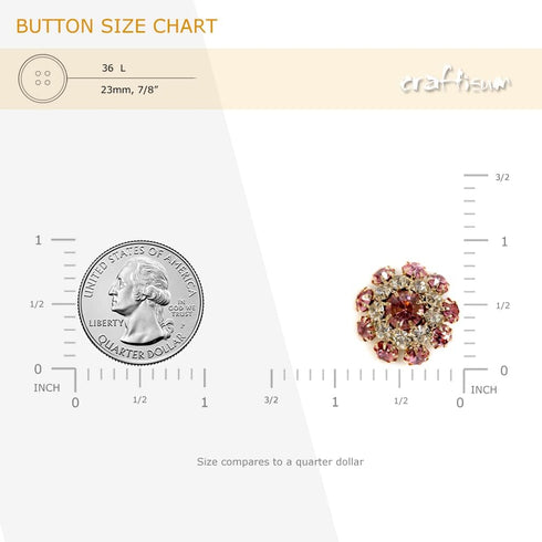 10 pcs Fancy Pink Mix Color Rhinestones Sewing Metal Shank Buttons for Coats -22mm -8/9"...