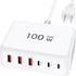 100W GaN USB C Fast Charger Block Compact 6 Port GaN Charging Station HUB Brick Portable Wall PD Charger Power Adapter for iPhone 15 14 13 12 Pro ...