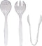 VeZee's Plastic Serving Utensils, Clear Heavy Duty Disposable utensil | Set 10" Spoons 10" Forks 6" Tongs | 6 Each in One Set| 18 Pcs...