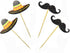 Morndew 24 PCS Sombrero Mustache Cupcake Toppers Insert Picks Decorations for Mexican Fiesta Themed Party Birthday Party Baby Shower Wedding Party...
