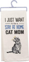 Primitives by Kathy 33139 Screen-Printed Dish Towel, 18 x 26-Inches, Just Want to Be a Cat Mom...