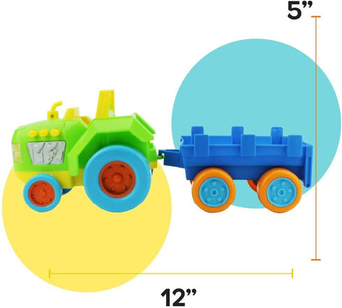 Boley My First Farm Play Set - 6 Piece Green Tractor with Trailer, Farmer Figurine, and Farm Animal Toys for Toddlers - Perfect for Kids Learning ...