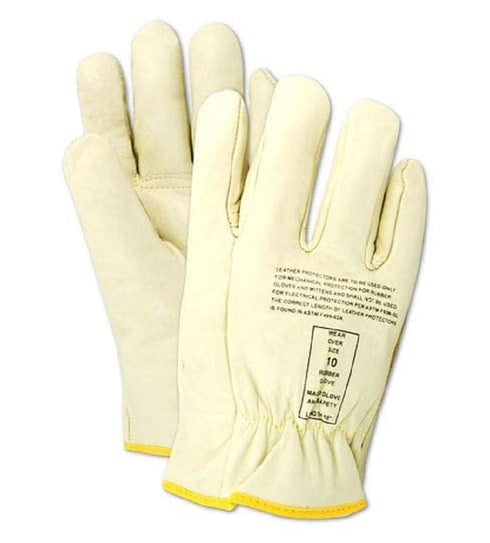 MAGID Leather Lineman Electrical Protector Work Gloves, 1 Pair, Size 10, 1250710, For Use With Rubber Insulated Gloves, Tan...