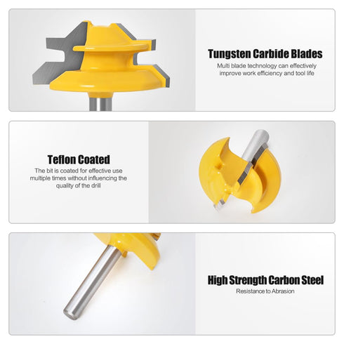 45 Degree Lock Miter Router Bit 1/4 Inch Shank.Woodworking Tools Joint Router Bits?Wood Milling Cutter Glue Joint Tools Set (1/4inch Shank, 1-1/2"...