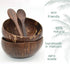 Coconut Bowl & Wooden Spoons Bowl Set - Birthday Gifts for Women - Coconut Bowls for Eco Friendly Kitchen Decor, Acai Bowls & Smoothie Bowls, medi...