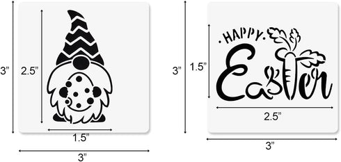 Easter Stencils for Painting on Wood Slice, 20 Pcs Reusable Stencil Set Including Bunny Eggs Happy Easter for Easter Party Decorations, Easter Gif...