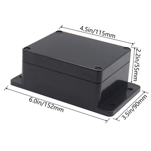 Zulkit Junction Box ABS Plastic Dustproof Waterproof IP65 Universal Electrical Boxes Project Enclosure with Fixed Ear Black 4.5 x 3.5 x 2.2 Inch (...