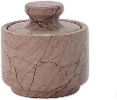 3" x 3" marble salt celler with lid 3.5oz, herb pot & candy bowl for modern kitchen countertop, trinket jewelry dish decorative container (Marinar...
